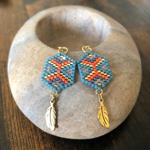 Hand-woven Miyuki delicas pearl earrings