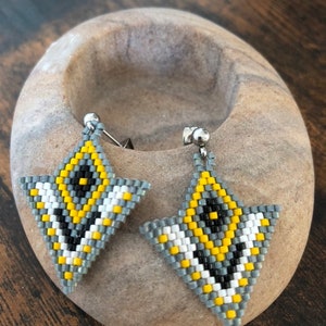 Hand-woven Miyuki delicas pearl earrings
