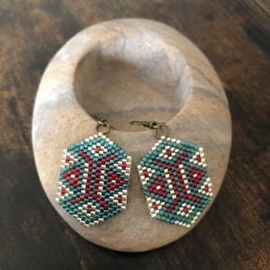 Hand-woven Miyuki delicas pearl earrings
