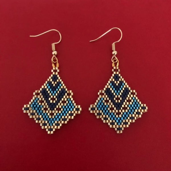 Boucles D'oreilles Bohème XFSRG - Perles Tissées Main - Style Ethnique Rond - 5x4 Cm - Léger Et Confortable - Pour Jean Ou Robe - 2