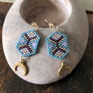 Hand-woven Miyuki delicas pearl earrings