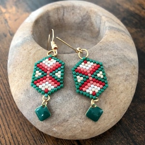 Hand-woven Miyuki delicas pearl earrings
