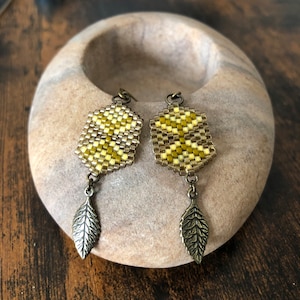 Hand-woven Miyuki delicas pearl earrings