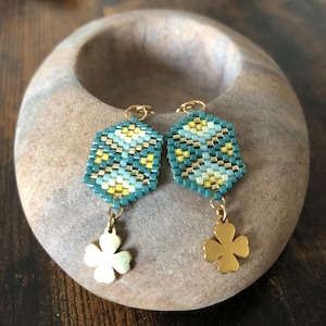 Hand-woven Miyuki delicas pearl earrings