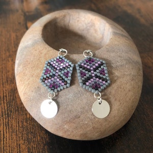 Hand-woven Miyuki delicas pearl earrings