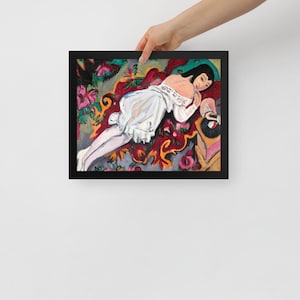 Framed Wall Art - Paper Poster of Girl in White Chemise (1914) painting by Ernst Ludwig Kirchner