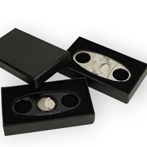 Personalised Cigar Cutter with Gift Box, Engraved Steel Cigar Clipper, Groomsman or Gift for Dad image 2