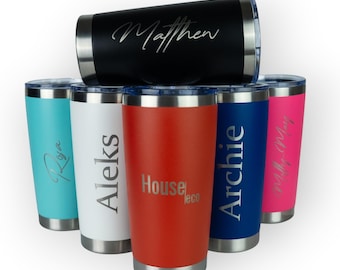 Laser Engraved Personalised Travel Mug: Insulated Stainless Steel Coffee Cup - 500ml