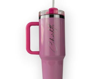 Personalized Stainless Steel Tumbler with Handle – 40oz Insulated Travel Mug