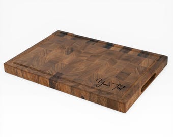 Large Walnut End Grain Chopping Board / Butcher Block 42x28cm – Solid Hardwood Can be Personalised