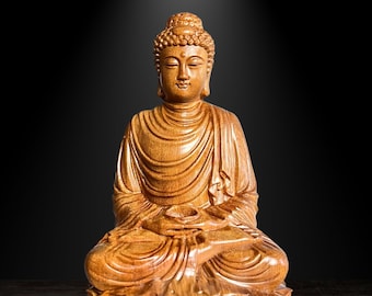 Wooden Gautama Buddha Statue 6” 8” 12” height, Buddha figurine, Yoga Decor, Buddhist Art Feng Shui, Meditation, Zen Buddha Statue, Buddha Ar