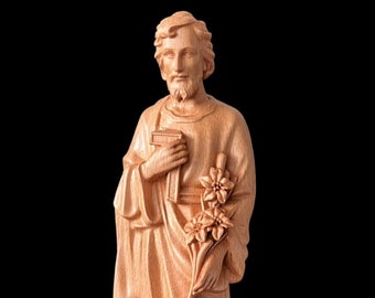 St. Joseph Wooden Statue, Saint Joseph Wood Carving Figurine, St Joseph The Worker, Religious Icon, Catholic Statue, Christian Gift for Dad