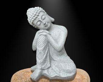 Relaxed Buddha Stone Statue, Resting Buddha figurine, Mindful Gift, Oriental Decoration, Buddhist Art Feng Shui, Meditation, Zen Decor