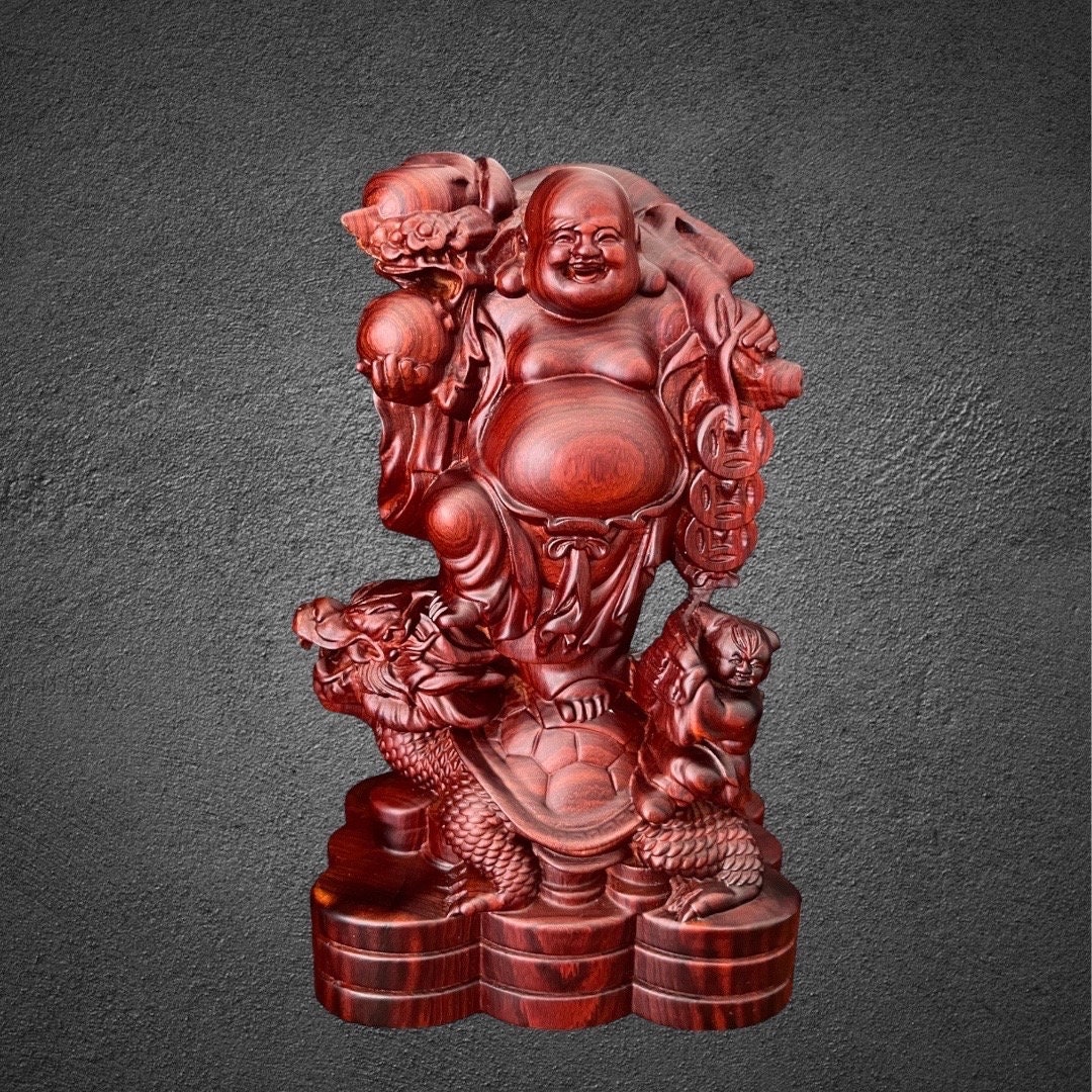 God of Wealth Statue Made of Techicai Sitan Hardwood, Laughing Maitreya