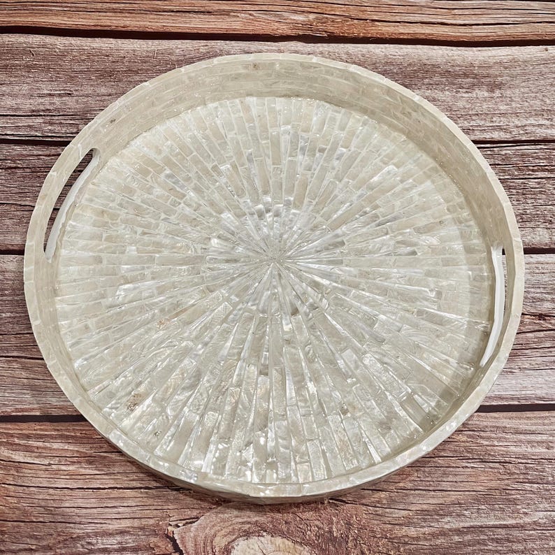 Mother of Pearl Inlay Tray: Capiz Shell, Handmade Coffee Table Decor - Etsy