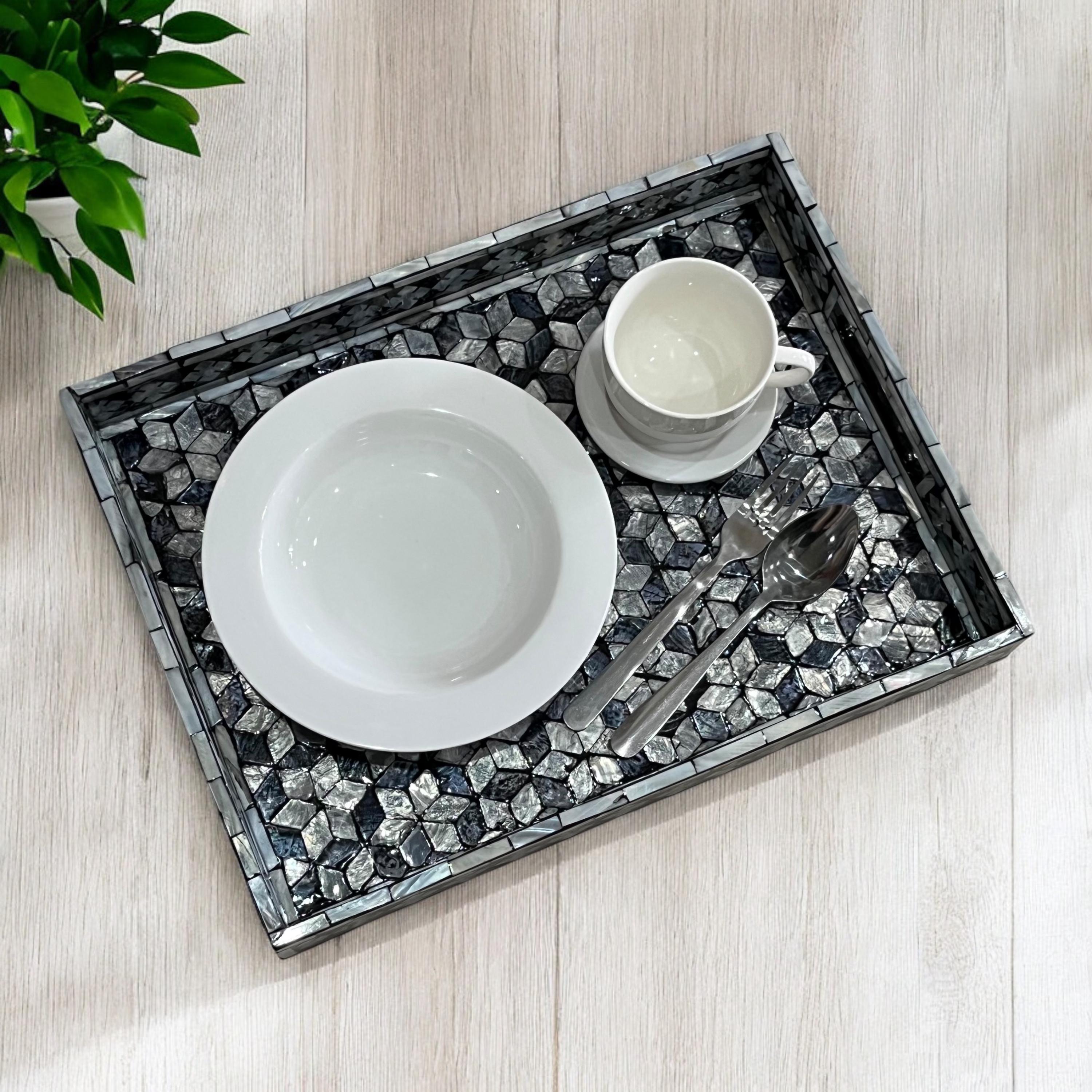 Black White Star Flower Tray: Mother of Pearl Capiz Shell Inlay - Etsy