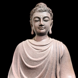 Big Heavy Gautama Buddha Statue made of Artificial Stone Antique Color, Shakyamuni Meditation Sculpture, Indoor Outdoor Buddhist Decoration image 3