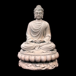 Big Heavy Gautama Buddha Statue made of Artificial Stone Antique Color, Shakyamuni Meditation Sculpture, Indoor Outdoor Buddhist Decoration image 2