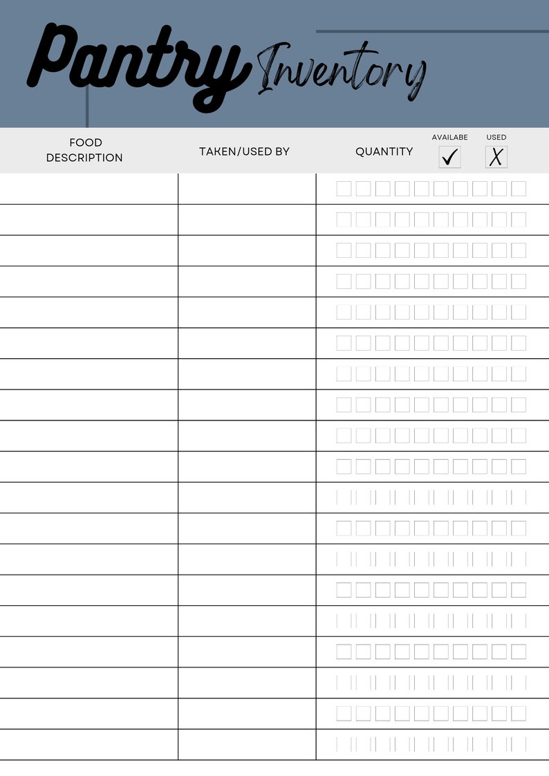 Food Pantry Inventory Checklist Etsy