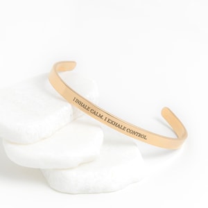 Anxiety Relief Daily Mantra Jewelry, Emotional Regulation Affirmation Bracelet, Breathwork Inspired Engraved Bracelet for Daughter, Friend