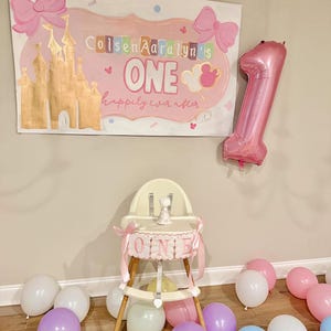 Custom Hand painted Party Banner- Girly-Happily Ever After-Disney-Birthday Banner- Kraft Paper Banner- Party Decoration- Party Sign
