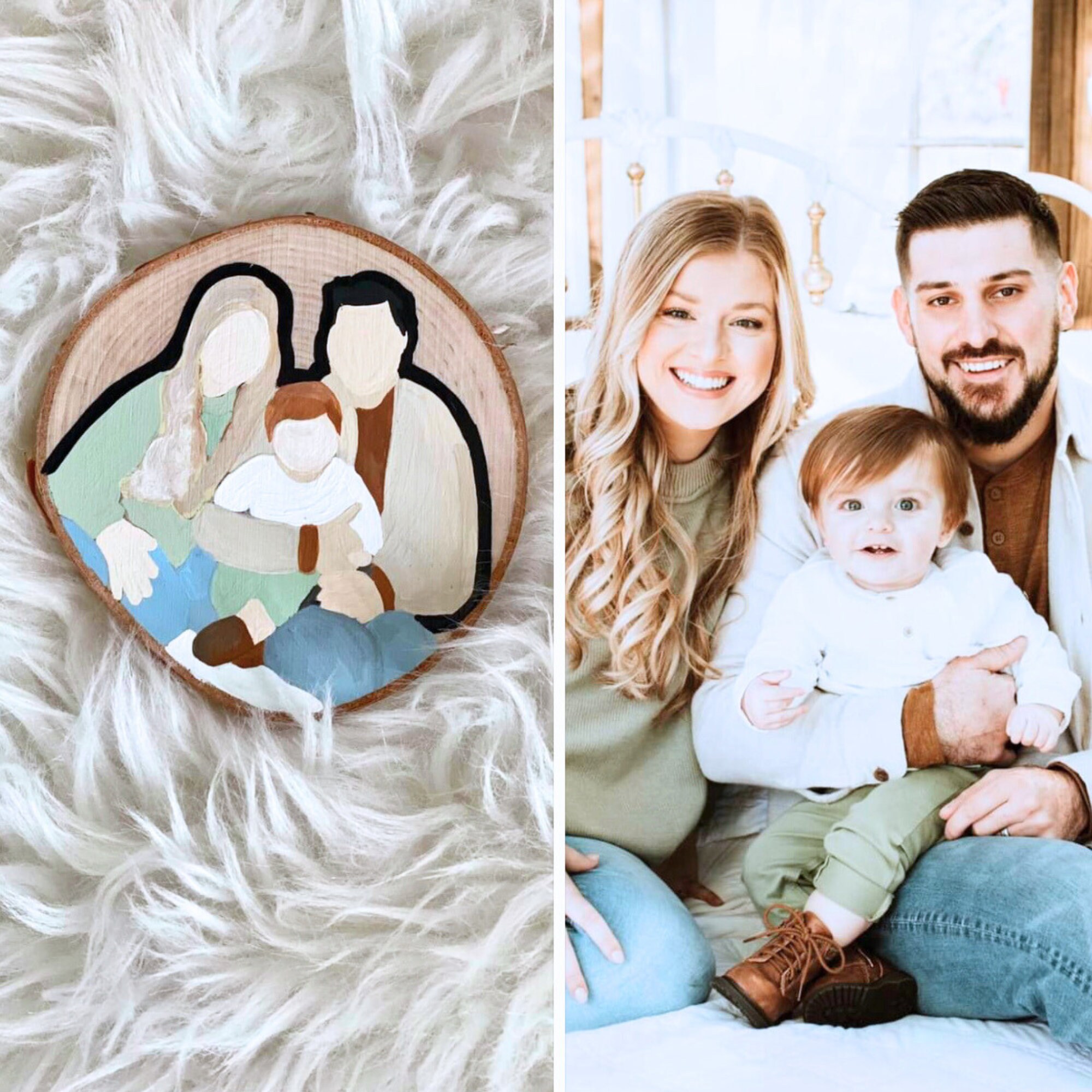 Hand Painted Wood Personalized Family Ornament | Wedding Gift ...