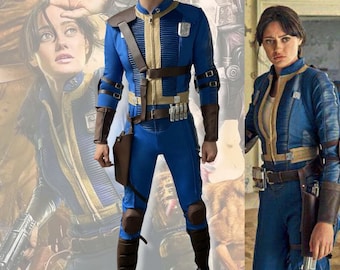 Fallout Cosplay Costume, Men's Blue Jumpsuit Uniform,Jumpsuit Cosplay Costume Bodysuit Uniform Adult Suit,Gift for any fan of Fallout