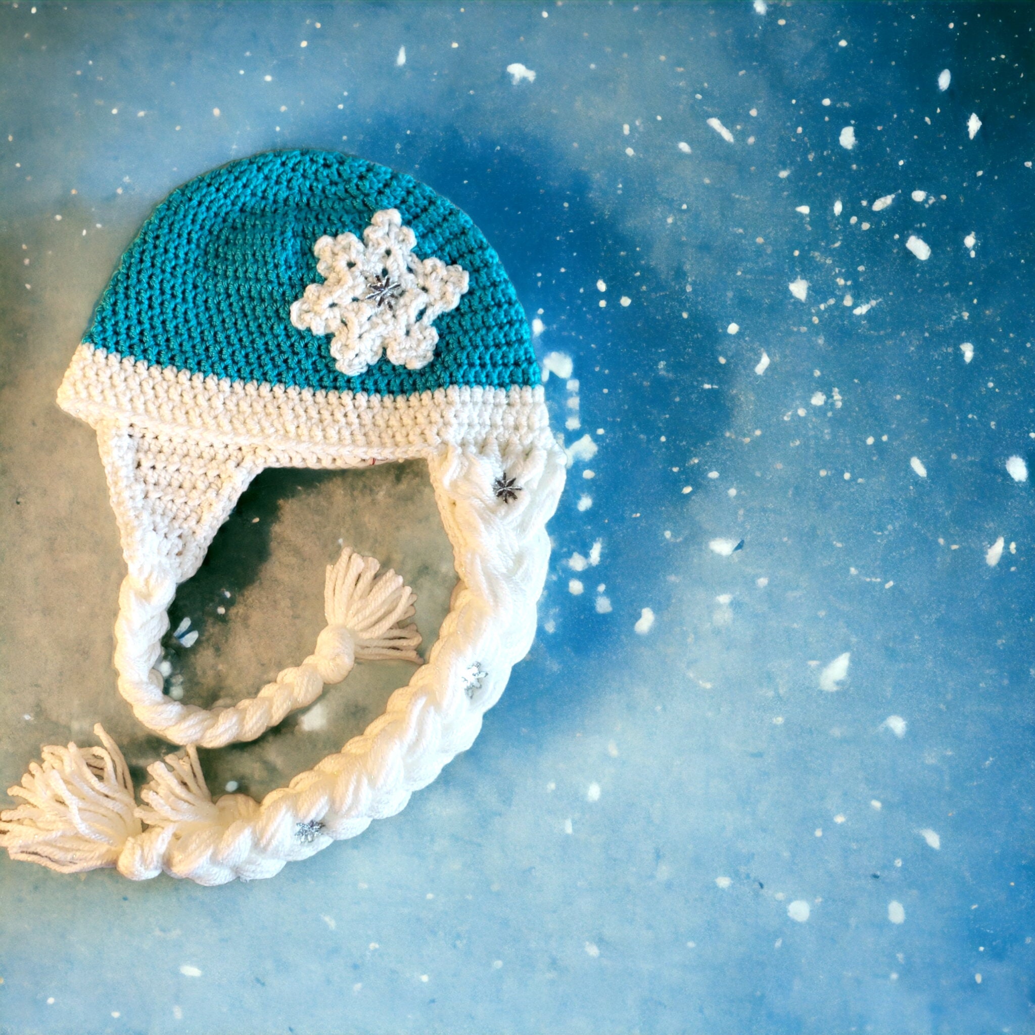 Custom Frozen Inspired Elsa Hand Crochet Hat With Long White Hair, size  3-5years