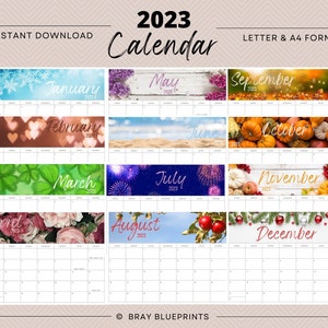 2023 Calendar Printable, Desk Calendar Monthly, PDF, Letter Size, A4, Instant Download