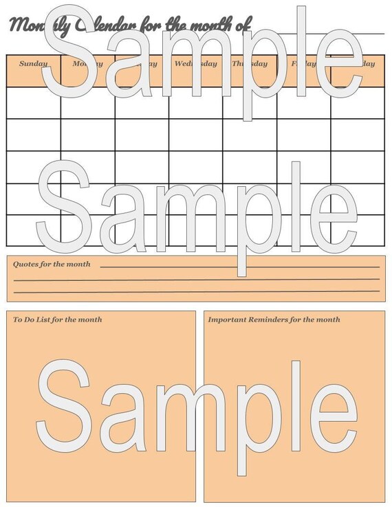 Monthly Calendar for the Month of orange Theme Printable - Etsy