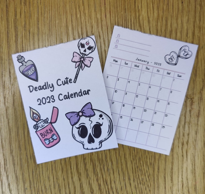 Cute Goth 2023 Desk Pad Celendar 3x4in Etsy