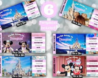 Disneyland Surprise Ticket, Printable Theme Park Surprise Reveal, Editable Gift Reveal, Surprise Boarding Pass ticket