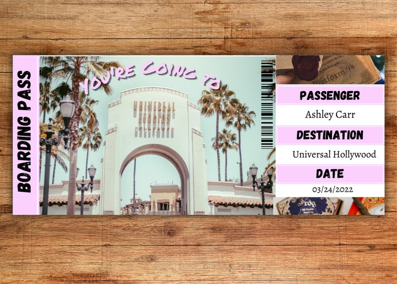 Universal Surprise Ticket, Printable Theme Park Surprise Reveal ...