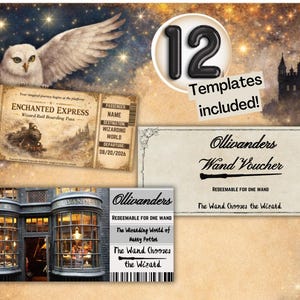 Ollivanders Wand Voucher Template, Wizard Rail Boarding Pass, Wizarding World Gift (Digital Download)