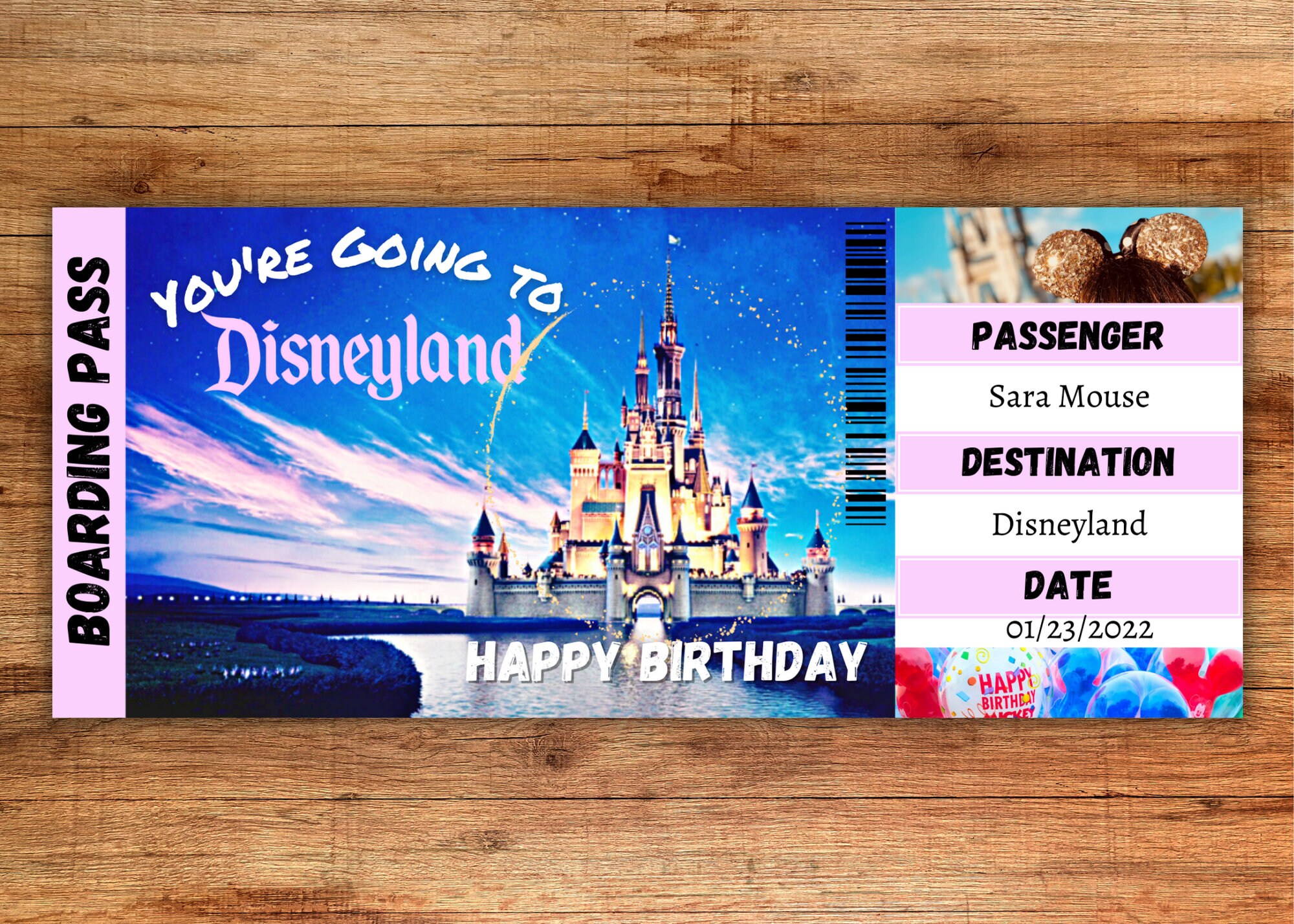 Disneyland Surprise Ticket, Printable Theme Park Surprise Reveal, Editable Gift Reveal, Surprise ...