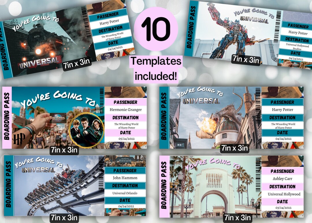 Universal Surprise Ticket, Printable Theme Park Surprise Reveal