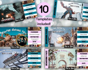 Universal Surprise Ticket, Printable Theme Park Surprise Reveal, Editable Gift Reveal, Surprise Boarding Pass ticket, Wizarding World of HP