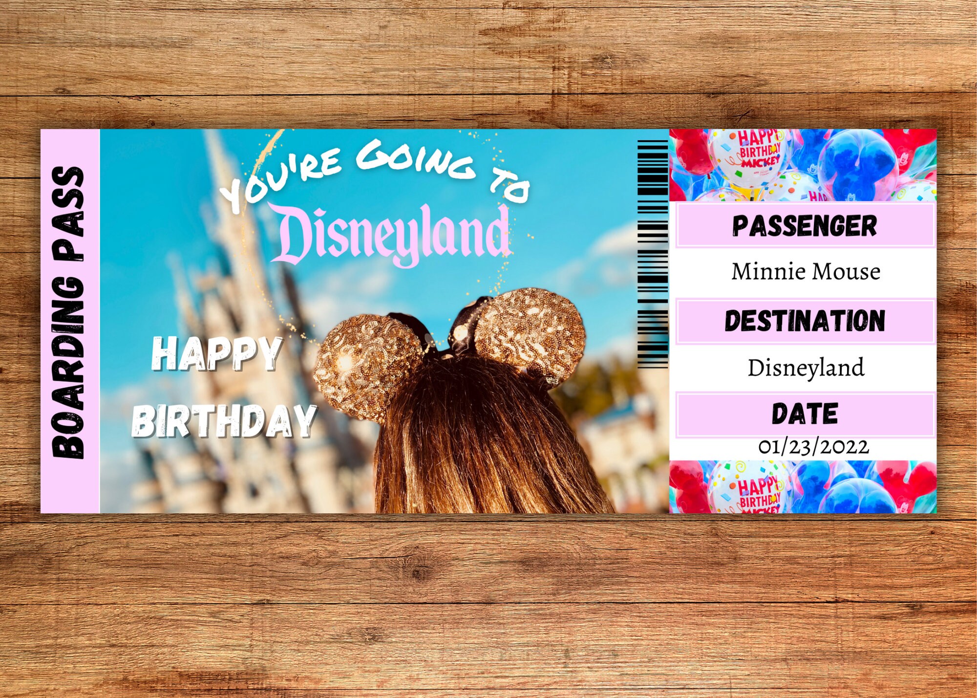Disneyland Surprise Ticket, Printable Theme Park Surprise Reveal, Editable Gift Reveal, Surprise ...