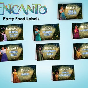 Encanto Party Food Label-kaarten, Encanto Party Food Tenten, Encanto Place Cards, Kids Birthday Decorations Decor, Instant Download Afdrukbaar