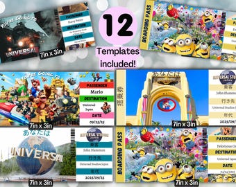 Universal Studios Japan Ticket Template Editable | Printable Gift, English & Japanese, Instant Download ユニバーサル・スタジオ・ジャパンのチケットテンプレート編集可能）