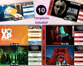 Universal Studios Halloween Horror Nights (HHN) and Annual Passholder Surprise Ticket, Theme Park Surprise Gift, Editable Reveal Keepsake