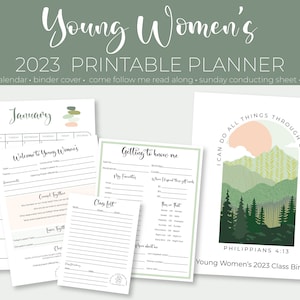 LDS 2023 Young Women Planner Printable, I can do all things through Christ Phillipians 4:13, Young Women Planner, Editable Planner binder