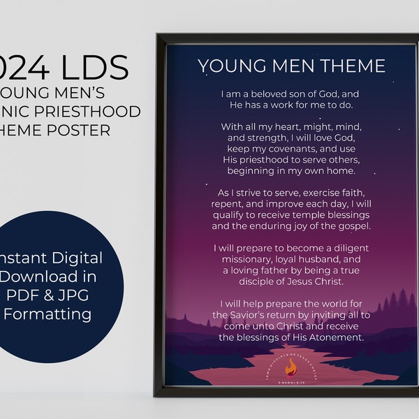 Young Men's 2024 Aaronic Priesthood Theme Poster Digital Download, I am a Disciple of Jesus Christ 3 Nephi 5:13 Printable PDF & JPG