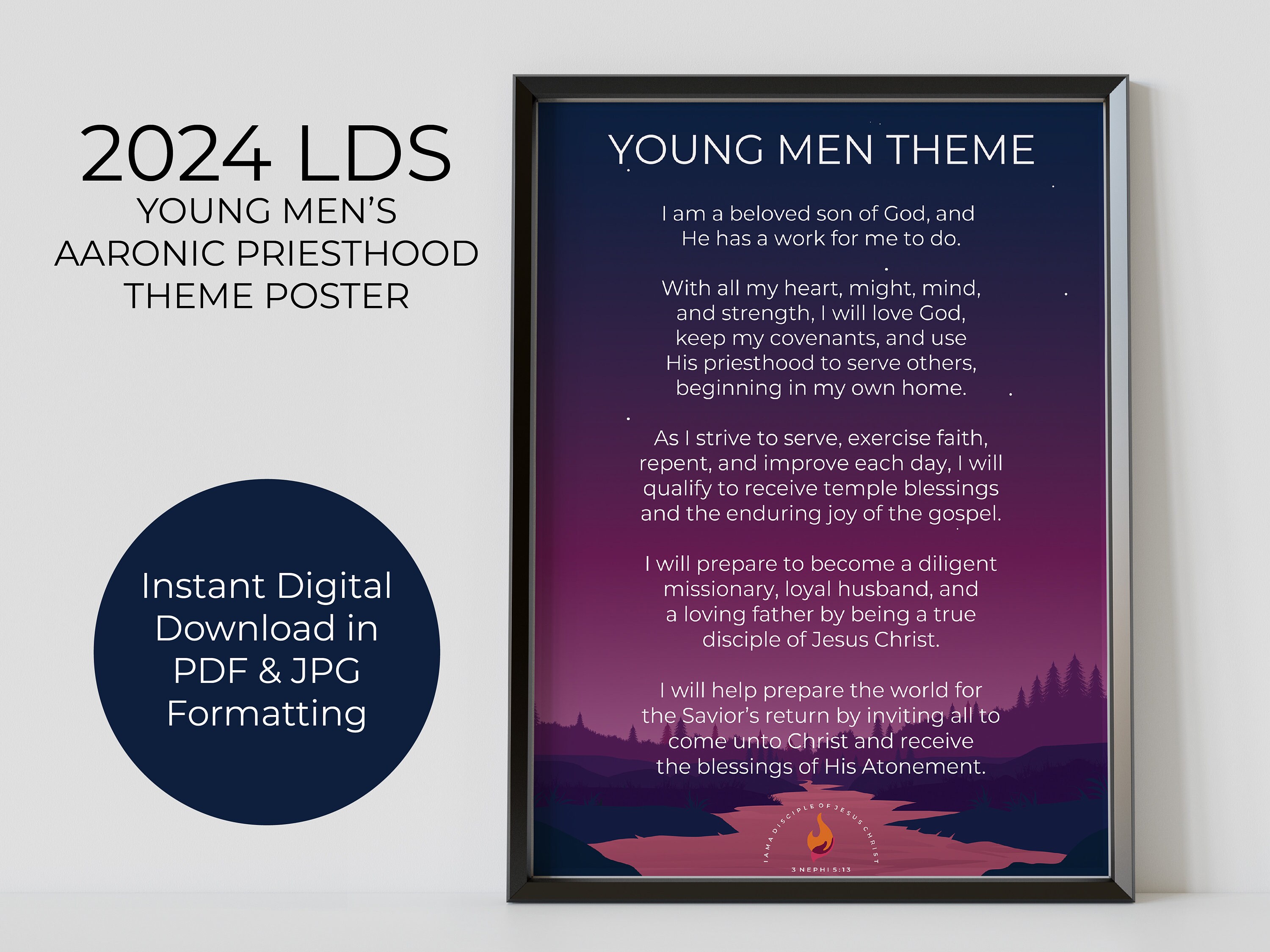 Young Men's 2024 Aaronic Priesthood Theme Poster Digital Download, I Am