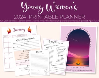 LDS 2024 Young Women Planner Printable, I am a Disciple of Jesus Christ 3 Nephi 3:15, Young Women Theme Planner, Editable Planner Binder