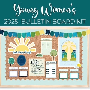 2025 LDS Young Women Bulletin Board Kit, 2025 LDS Youth Theme, Sunshine Look Unto Christ Young Women Theme Kit Look Unto Christ D&C 6:36
