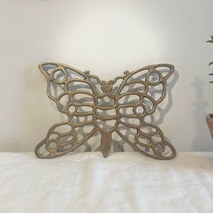 Vintage Brass Butterfly Footed Trivet