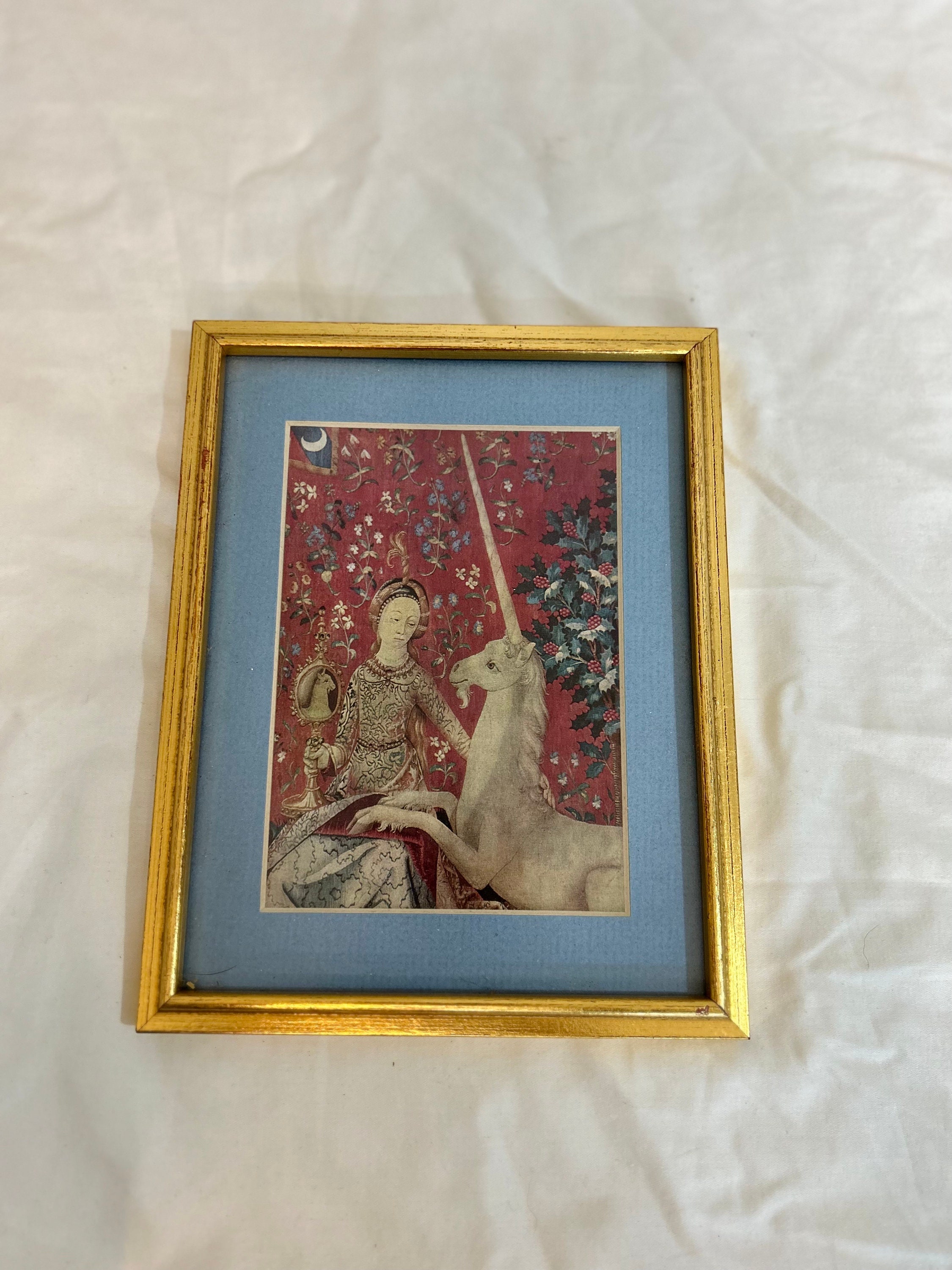 Framed French lady and the Unicorn: Sight Print - Etsy