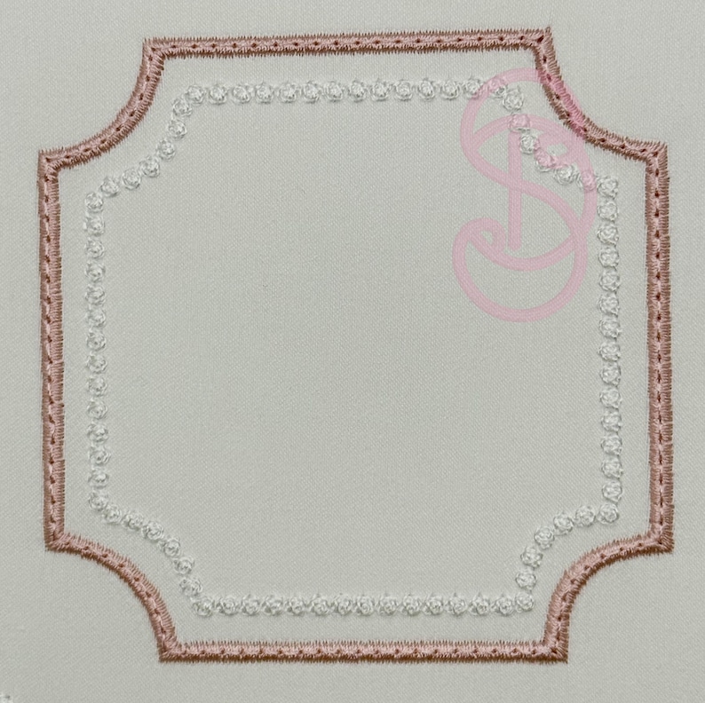 Heirloom Monogram Frame Preppy Embroidery Design | French Knot, Satin ...