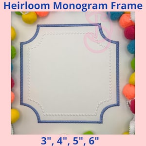 Heirloom Monogram Frame Preppy Embroidery Design | French Knot, Satin Border (Digital Machine File)